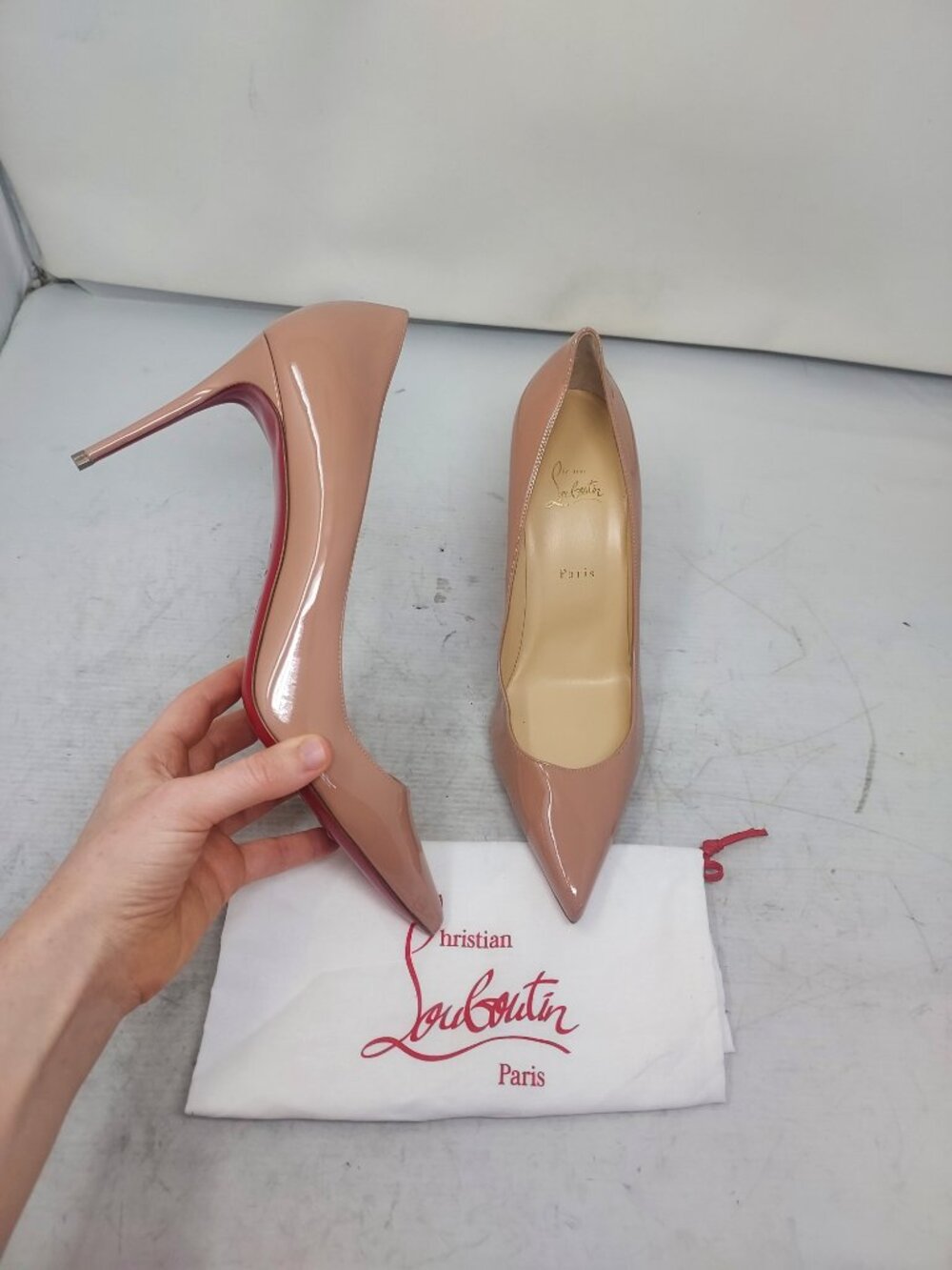 Christian Louboutin Kate Nude Patent Heel Pump